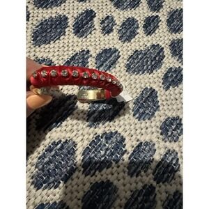 J Crew  Red Ribbon Wrapped Crystal Studded Cuff Bracelet New With Tags